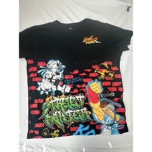 Street Fighter Ryu & Chun-Li Graphic T-Shirt - Freeze Brand - Men's 4XL - Gray